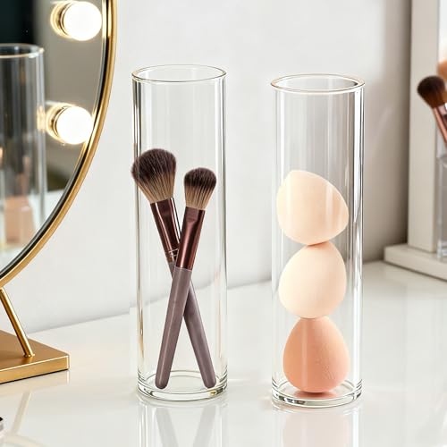16Pcs Glass Cylinder Bud Vases for Centerpieces, 7.7 Inch Tall Clear Flower Vases in Bulk, Floating Candle Holder for Wedding, Party, Home Decor, Birthday, Decoration, Anniversary, Baby Shower