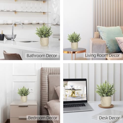 Hopewood Faux Plants, Fake Plants Eucalyptus Potted for Home Office Desk, Artificial Eucalyptus with a Weave Basket for Indoor Greenery Tabletop - color: Green Plant Style E