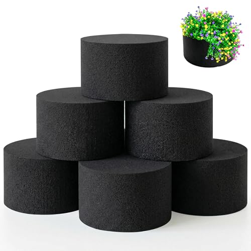 Reusable Floral Foam Round Blocks,Black Flower Foam Round for Artificial & Dried Flowers, Dry Floral Foams Styrofoam for Artificial Flowers (6 Pack, 5") - color: 6 Pack, size: Diameter 5"