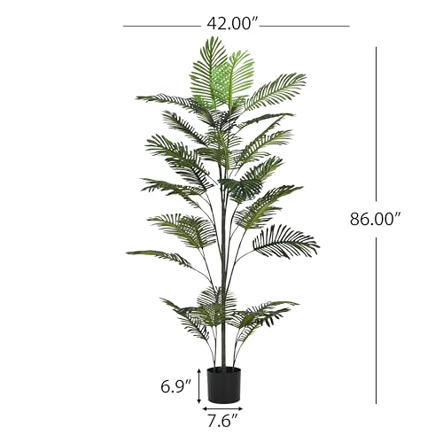 Christopher Knight Home Luke 86''H Artificial Tree Indoor, Artificial Palm Tree with Nursery Pot, Faux Tree for Living Room, Artificial Plant for Home Office Decor, 1pcs with Black Plastic Pot, Green - color: Green/86''h