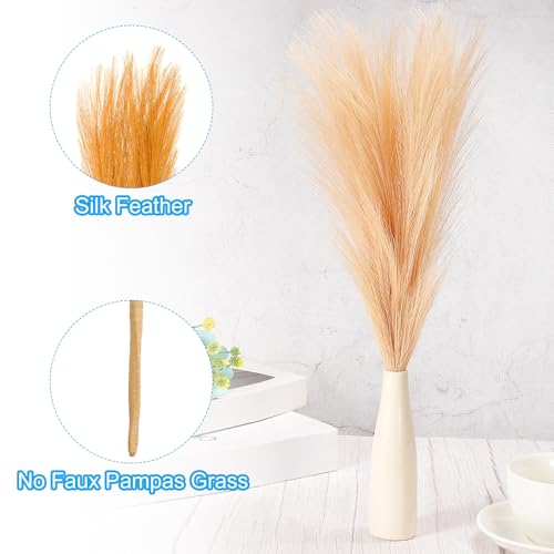 PATIKIL 17 Inch Faux Pampas Grass, 4 Pcs Boho Decor for Home Decoration Artificial Tall Fluffy Stems for Wedding Flower Party Vase Arrangement Centerpieces, Golden - color: Golden