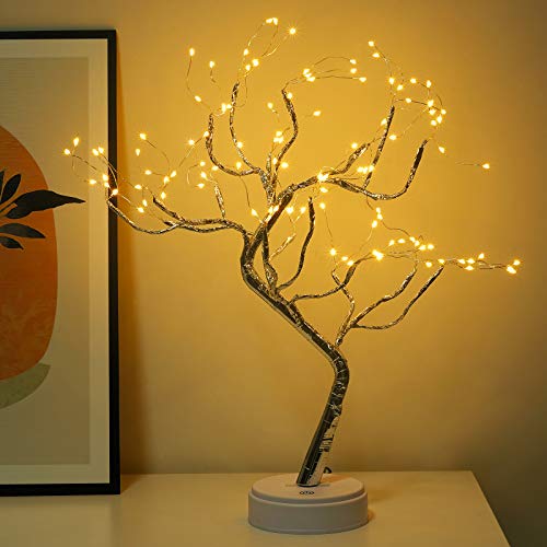 20" Bonsai Fairy Spirit Tree Light with 108 LED, DIY Artificial Tree Lamp, Battery/USB Operated, Aesthetic Lamps for Living Room Bedroom Christmas Party Home Gifts Room Decor (Warm White) - color: Warm White, size: 108LED without Remote