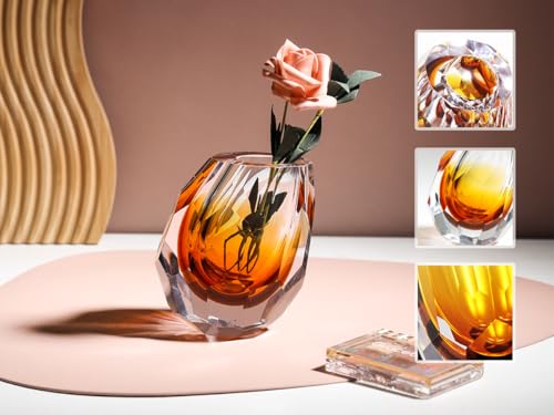 YAOYUAN Hand Blown Glass vase - Elegant mini Bud vases for Console Table Decor, Beautiful Blown Glass Decor & Diffuser, Perfect Home Decoration (Large) - size: Large