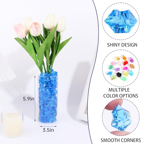 500 Pcs Fake Ice,11 * 14mm,Bule Acrylic Gems Vase Filler,Plastic Diamonds for Table Decoration DIY Craft Aquarium Display Party Centerpieces. - color: Bule, size: 11MMx14MM