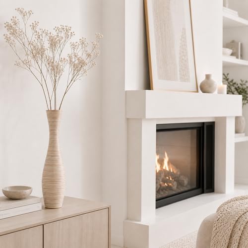 Leewadee Decorative Tall Floor Vase for Living Room Decor, 20″, White, Resin - color: White Wash, size: 20 inches