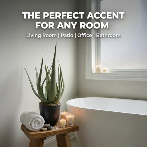 Large Potted Artificial Aloe Vera Plant - 26 Inch UV Resistant Faux Succulent Cactus for Indoor and Outdoor Home Décor