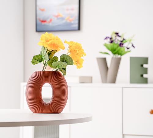 Creative Vase Set of 4, Modern Nordic Boho Style Flower Vases Home Decor for Living Room Kitchen Office(Green/Brown/Burgundy/Khaki) - color: Green/Brown/Burgundy/Khaki