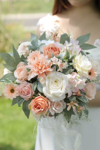rongflower Artificial Flowers Combo Set Fake Flower Leaf for DIY Wedding Bouquets Floral Centerpieces for Tables Party Baby Shower Home Decorations(Champagne) - color: Champagne