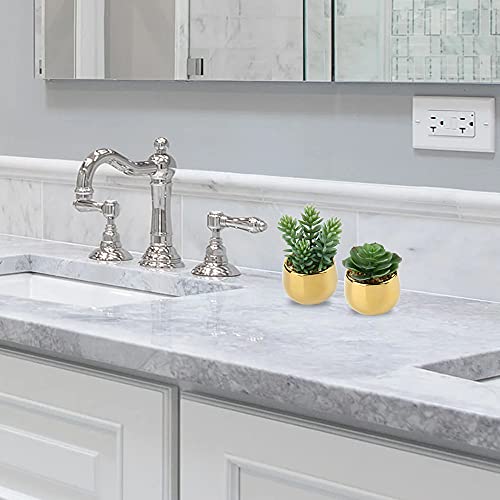 Briful Small Artificial Succulents in Pots Set of 3 Realistic Faux Succulents Plants with Gold Ceramic Pots Cute Mini Fake Plants Decor for Modern Home Table Office Desk Bathroom Shelf Decoration - color: Style #09