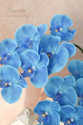Floroom 2pcs Faux Phalaenopsis Orchid Fake Artificial Flower with Stems, Real Touch Large Blooms 40 Inch for DIY Bouquets, Wedding Centerpieces & Home Decor, Cobalt Blue - color: Cobalt Blue