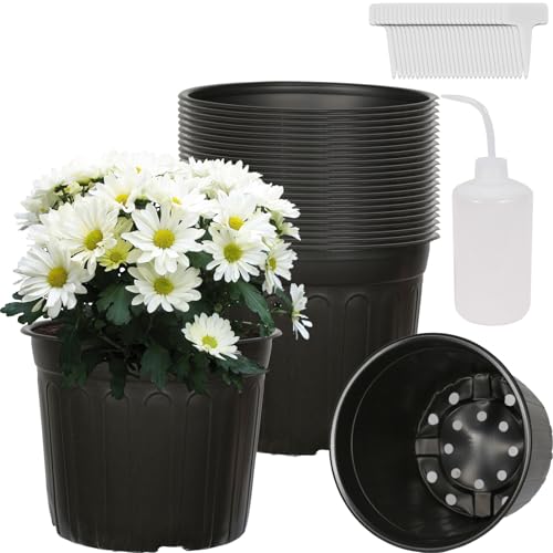 24-Pack 3 Gallon Flexible Plastic Plant Pots with 30Pcs Plant Labels,Thickened Soft Seed Starting Container for Indoor Outdoor Plants, Seedlings, Vegetables, Succulents and Cuttings - size: 3 Gallon