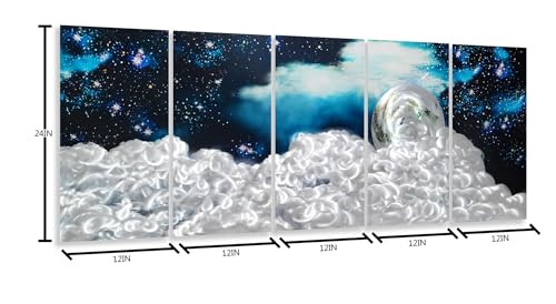 YHSKY ARTS Moon and Star Metal Wall Art Hand Crafted Aluminium Sculpture - color: Moon Art, size: 64x24IN