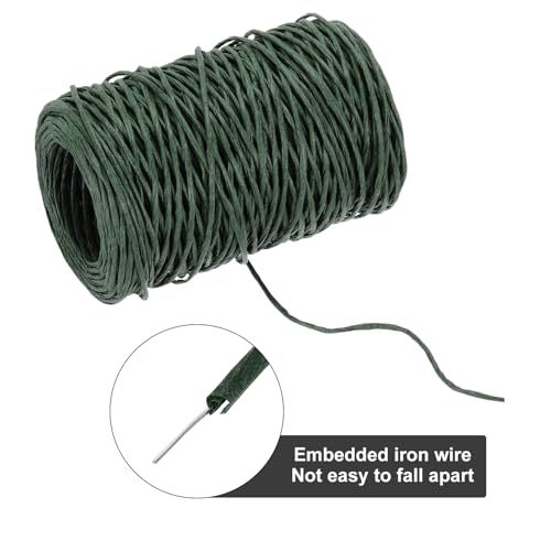 MECCANIXITY Floral Wire 164ft/50m 2mm Vine Bind Wire Rustic Craft Wrapping Metal Wire for Flower Bouquet Wreath Making, Navy Green - color: Navy Green, size: 2mmx50m