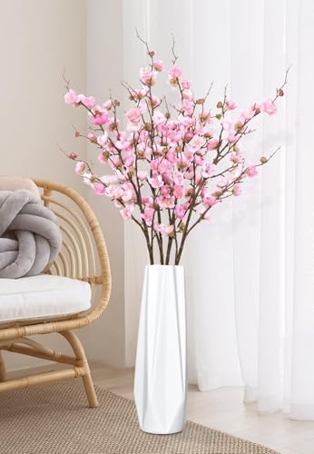 Waipfaru 4 Pcs Faux Cherry Blossom Decor, 36'' Long Stem Artificial Flowers for Tall Vase, Cherry Blossom Tree Branches for Floral Arrangements Wedding Spring Decorations (Pink) - color: Pink