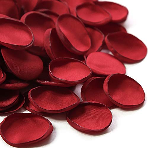 Floroom 500pcs Rose Petals Dark Red Faux Silk Flower Petals for Wedding Flower Girl Basket Aisle Scatter Dinner Table Centerpieces Party Confetti Bridal Shower Romantic Night Decoration - color: Dark Red, size: 500pcs