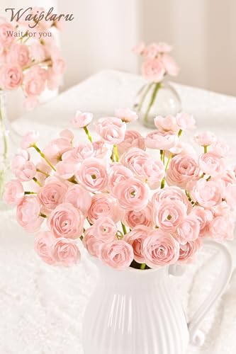 Waipfaru Ranunculus Artificial Flowers, 36Pcs 14In Fake Peonies Artificial Flowers, Pink Faux Flower for Vase Silk Flower Real Touch Faux Peony Bulk for DIY Wedding Bouquet Home Bridal Shower Decor - color: Pink, size: 36Pcs