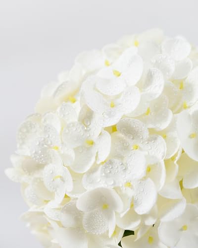 DuHouse 3Pcs Large Hydrangea Artificial Flowers,20 inch Latex Real Touch Hydrangeas Lifelike Hydrangea Flower for Home Wedding Bouquets Centerpieces Party Living Room Decoration(White) - color: White, size: 3pcs