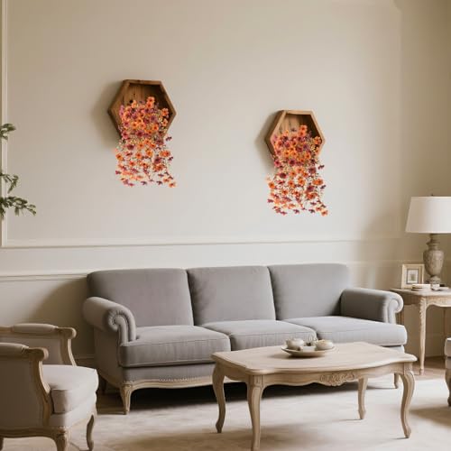 Homsunny Artificial Faux Mums Fall Flowers for Outdoor Outside Decoration, 2 PCS Fake Silk Daisy Flower Plants Realistic UV Resistant for Home Porch Balcony Patio Autumn Decor (Orange Brown - color: Orange Brown