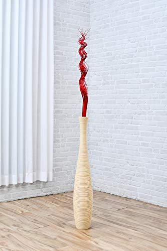 Leewadee Tall Vase Filler, Wavy Palm Leaves – 2 Bunches of Colored Curly Twigs for Floor Vases, Dried Arrangements for for Vintage Or Modern House Decor, 39 inches, Red - color: Red, style: Branches