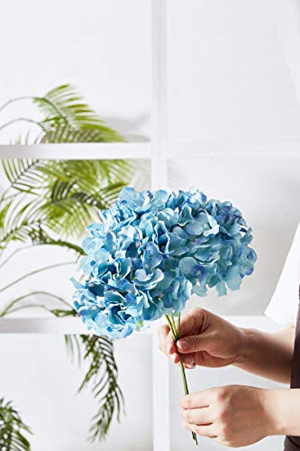 Artificial Hydrangea Flowers Heads 10 Teal Hydrangea Silk Flowers Head for Wedding Centerpieces Bouquets DIY Floral Decor Home Decoration with Long Stems - color: 10pcs Teal, size: Large