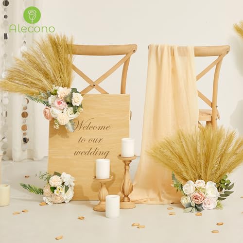Alecono 𝟯𝟬𝙋𝙘𝙨 Pampas Grass 17in, Gold Decor for Home Decoration, Faux Pampas Grass Decor for Wedding Centerpieces Birthday Party - color: Golden, size: 30pcs