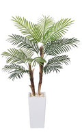 HAIHONG Artificial Palm Tree 5FT, Fake Tree with Realistic Fiber Trunks and White Tall Planter, Faux Tropical Areca Floor Plant in Pot, Artificial Silk Plant for Home Decor Office Living Room Decor