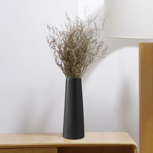 Black Ceramic Vase, 10 Inch Modern Rustic Table Vase for Pampas Grass, Flowers, Dried Flowers, Home Decor - Matte Black - color: Black, size: Large: 10 inches
