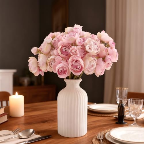 24 Stems Artificial Ranunculus Flowers - 96 Bloom Faux Silk Ranunculus Bouquet for Wedding Decorations, Home Décor, Holiday Arrangements & Large Event Centerpieces (Mixed Purple) - color: Mixed Purple