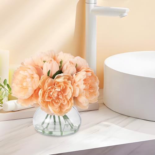 GarveeHome Artificial Peony Flower, Faux Peony Flowers Stems for Vase, Silk Fake Flowers for Home Table Office Wedding Party Decor (Peony, Champagne) - color: Peony, Champagne