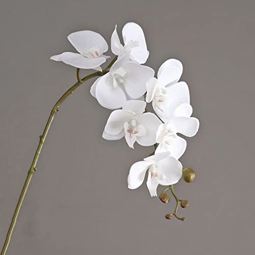 DUYONE 35 Inch Artificial Butterfly Orchid Flowers 4 Pcs Soft Touch Orchid Fake Phalaenopsis Flowers Stem Plants for Wedding Home Decoration (White Flowers 4pcs) - color: White Flowers 4pcs(not Include Vases)