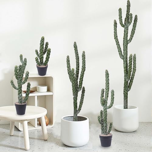 46Inch Artificial Cactus Faux Cacti Fake Cactus Saguaro Potted Plants for Indoor Outdoor Home Offices Store Decoration