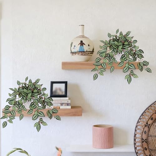 Briful Artificial Potted Plants Indoor - 18.5'' Small Faux Trailing House Plant with Cascading Vines Lifelike Fake Plants in White Plastic Pot for Shelf Desk Bathroom Home & Office Decor - color: Purple