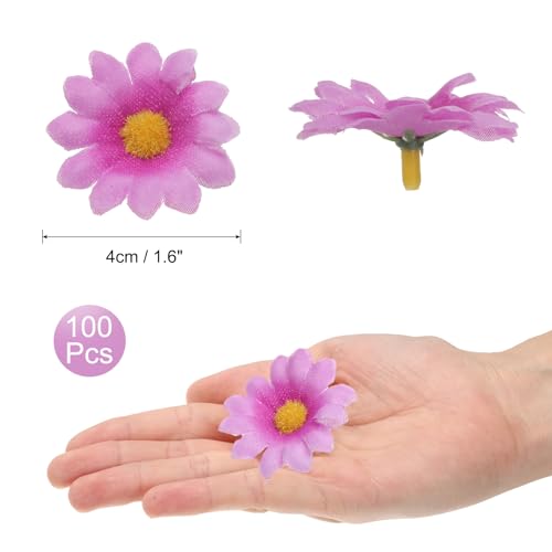 uxcell 100pcs Artificial Daisies Flower Heads,1.6" Silk Fake Daisies Heads Mini Daisies Artificial Flowers Bulk for DIY Wedding Bouquets Centerpieces Party Home Decorations, Purple/Yellow - color: Purple/Yellow