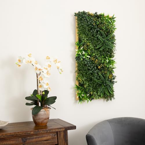Nearly Natural Hawaiian Islands Artificial Living Wall Panel - 20in x 40in UV Resistant, Indoor/Outdoor Greenery Panel with Light Wood-Like Frame, Perfect for Home, Office, Events - Easy to Hang