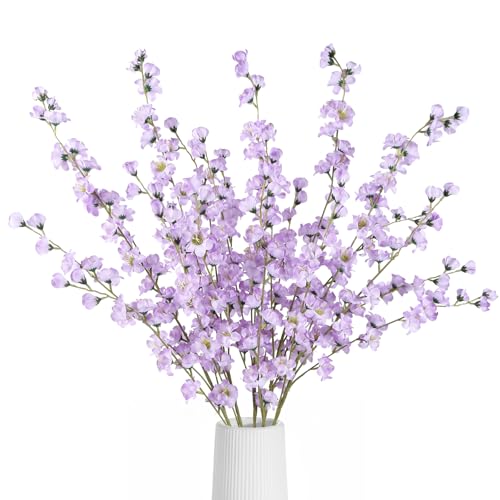 43.3’’ Artificial Delphinium Flowers 5pcs Faux Snapdragon Flowers Fake Silk Flowers with Long Stems for Vase Table Centerpiece Home Wedding Party Garden Decoration(Purple) - color: Purple