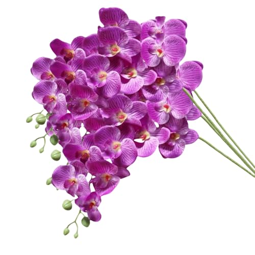 XZJMY Artificial Phalaenopsis Flowers,27.5" Fake Orchid Stems,Real Touch Orchid Flower Silk Phalaenopsis for Home Decor Wedding Centerpieces (4, Fuchsia) - color: Fuchsia