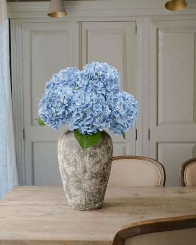 DuHouse 3Pcs Large Hydrangea Artificial Flowers,Latex Real Touch Hydrangeas Lifelike Hydrangea Flower for Home Wedding Bouquets Centerpieces Party Living Room Decoration(Blue) - color: Blue, size: 3pcs