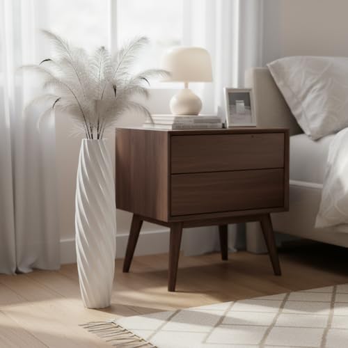 Tall Floor Vase, 23.6 inches Tall Vases Sturdy, Luxury, Textured for Decorative Branches Dried Flowers, Floor Vase for Rustic, Living Room, Shelf Decor (White) - color: White
