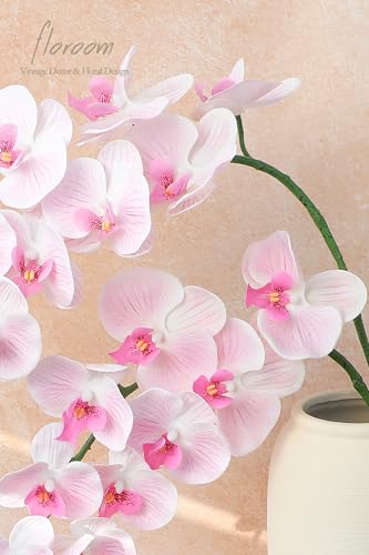Floroom 2pcs Faux Phalaenopsis Orchid Fake Artificial Flower with Stems, Real Touch Large Blooms 40 Inch for DIY Bouquets, Wedding Centerpieces & Home Decor, Pale Pink - color: Pale Pink