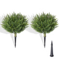 15.7" Christmas Fake Shrubs, Artificial Cedar Ball Tree Plant, 2 Packs of Fake Cedar Outdoor shrubs with Ground Spike, UV Resistant Fake shrubs, Used for Indoor and Outdoor Front Porch Gardens - size: Cypress15.7