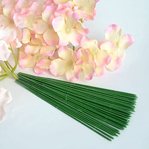100 pcs Plastic Floral Stem 7.87 inch/20cm, Artificial Flower Rod Flower Stem Wire Making Accessories, DIY Crafts Bouquet Stem Flower Arrangements Decor Supplies (Green - 20 cm)