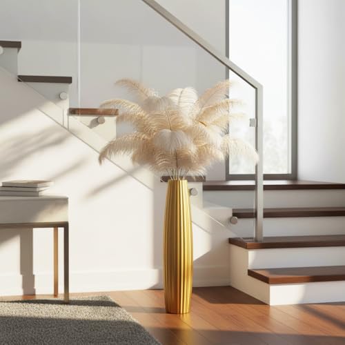 Floor Vases, Tall Floor Vase 23.6 inch (60CM, 1.96FT) Tall Vases, Sturdy Gold Vase for Living Room Decor, Resin Gold - color: Gold
