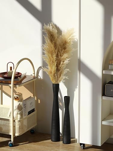 AETVRNI Black Vase,20"Tall Ceramic Floor Vase for Pampas Grass Dried Flower | Modern Minimalist Textured Vase for Faux Stems or Branches,Skinny Matt Vase for Fireplace,Table,Porch,Home Office Decor - color: Black 50cm