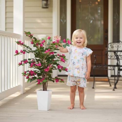 Aveyas 3ft Artificial Bougainvillea Tree with Flowers, 3 Feet Faux Floor Plant Fake Silk Blooming Trees with Pot for Indoor Outdoor Home Decor,House Living Room Office (3 ft Tall Including Raised Pot) - color: Bougainvillea Tree (3ft)