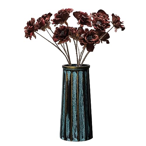 Valemoon Bronze Vintage Vase, 10 Inches Antique Glass Vase Rustic European Unique Chic Style for Tabletop, Kitchen, Office, Living Room Decoration - color: Bronze