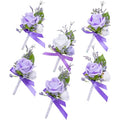 Fnize Purple Boutonniere for Men, 6 Pcs Groom Groomsmen Boutonnieres, Artificial Flowers for Wedding Prom Homecoming - color: Purple