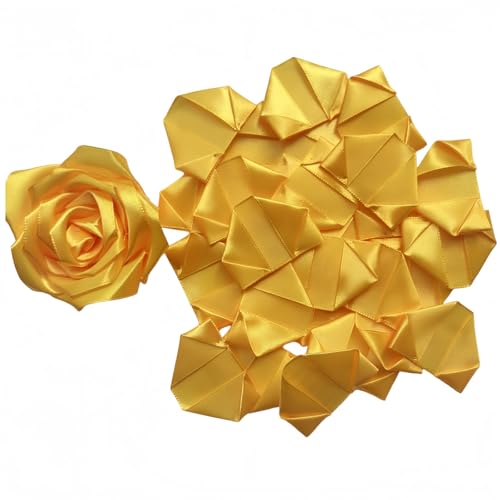 100Pcs Ready-to-Use Satin Rose Petals, Create Custom Eternal Flower Bouquets for Wedding, Engagement, Anniversary Easily DIY (Gold) - color: 100 Pcs Gold
