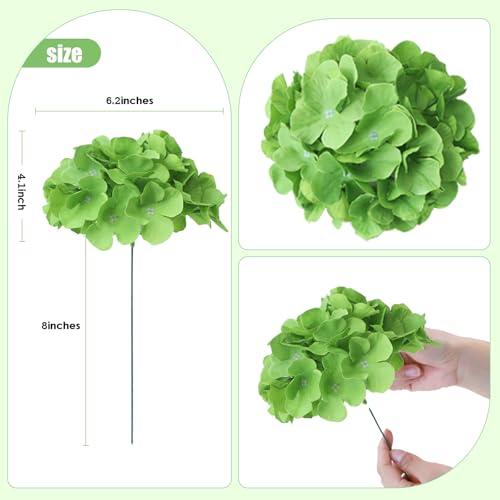 AVIVIHO 65pcs Fake Flowers Green Hydrangea Artificial Flowers Bulk (Not Squished, No Steaming Need) Silk Flowers with Stems for Wedding Decor,Home,Baby Shower,Table Centerpieces Decoration - color: Green, size: Medium