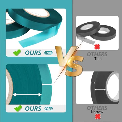 Easytle Stretch Tie Tape Roll, 1/2" 150ft Garden Tie Tape, Thick Sturdy Plant Ribbon Garden Green Vinyl Stake Gardening Tools for Indoor Outdoor Patio Plant Use (10 Pack) - size: 1,500 ft