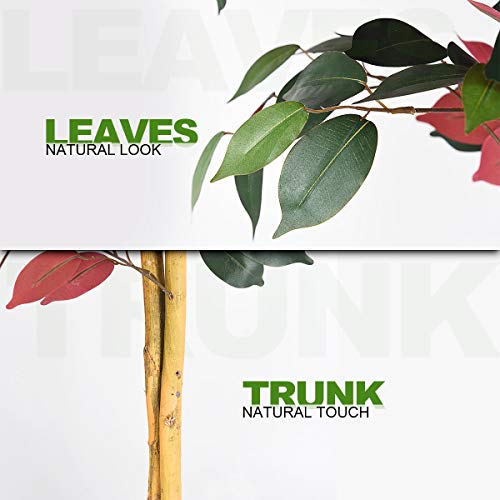 Goplus 4FT Tall Artificial Ficus Tree, Greenery Fake Tree Faux Plant in Pot for Indoor Outdoor Home Décor